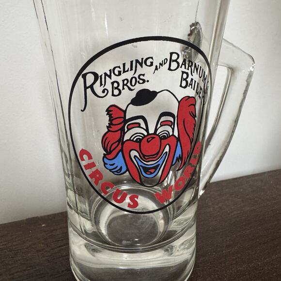 VTG RINGLING BROS. and BARNUM & BAILEY Circus World Glass Mug Stein Clown 1970's - Picture 10 of 15